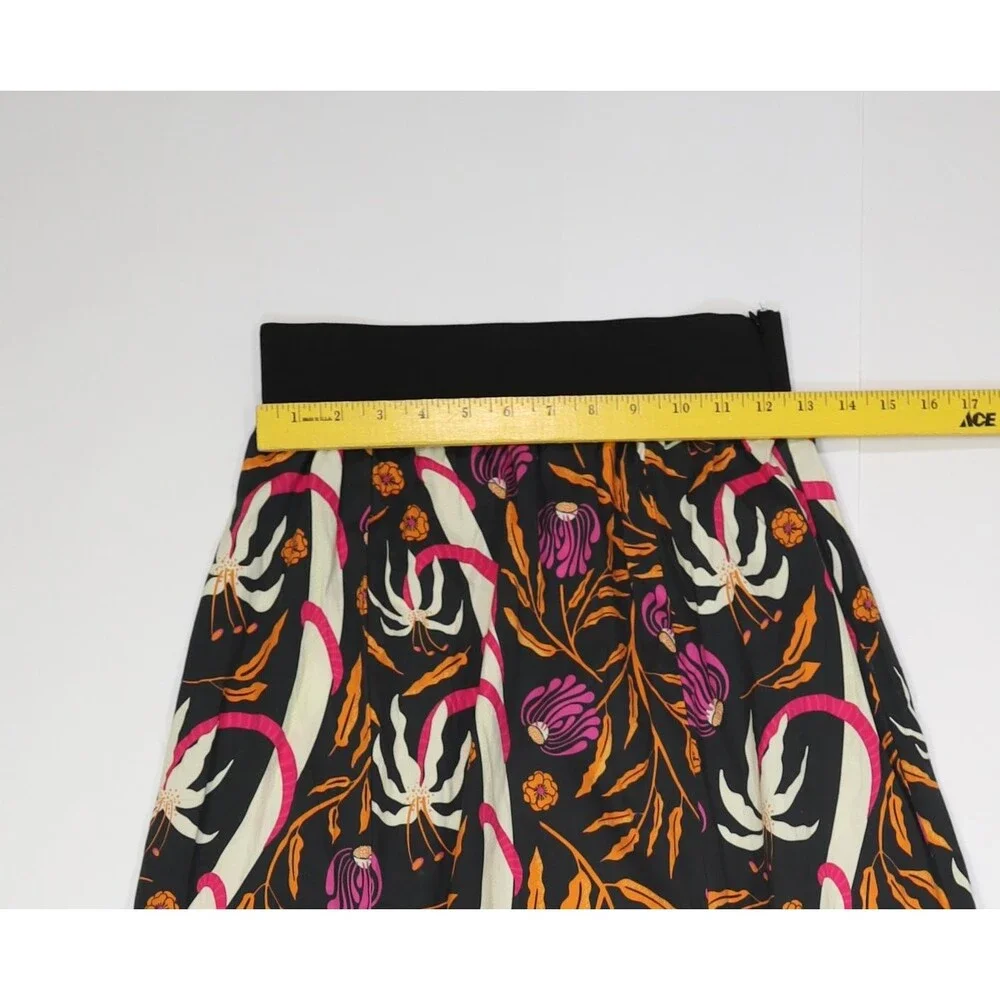 Sheridan French Allegra Skirt Womens XS Black Multi Botanical Maxi A Line Cotton - Picture 3 of 9